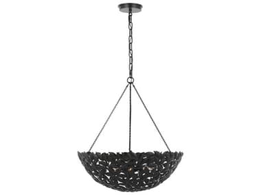 Visual Comfort Studio Kelan 23" 6-Light Aged Iron Black Bowl Pendant VCSAP1186AI