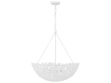 Visual Comfort Studio Kelan 6-Light Textured White Bowl Pendant VCSAP1186TXW