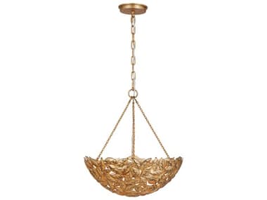 Visual Comfort Studio Kelan 16" 3-Light Antique Gild Gold Bowl Pendant VCSAP1193ADB