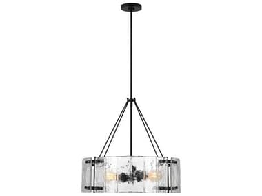 Visual Comfort Studio Calvert 24" Wide 4-Light Aged Iron Black Drum Chandelier VCSAP1234AI