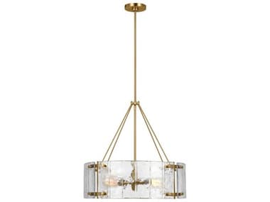 Visual Comfort Studio Calvert 24" Wide 4-Light Burnished Brass Drum Chandelier VCSAP1234BBS