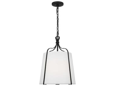 Visual Comfort Studio Leander 14" 1-Light Smith Steel Black Lantern Pendant VCSAP1241SMS