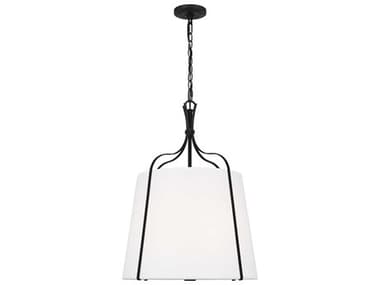 Visual Comfort Studio Leander 18" 3-Light Smith Steel Black Lantern Pendant VCSAP1253SMS