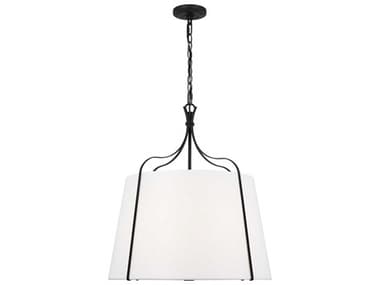 Visual Comfort Studio Leander 24" 4-Light Smith Steel Black Lantern Pendant VCSAP1264SMS