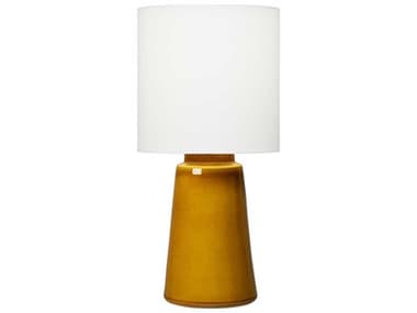 Visual Comfort Studio Vessel Oil Can White Linen Fabric Orange Table Lamp VCSBT1061OL1