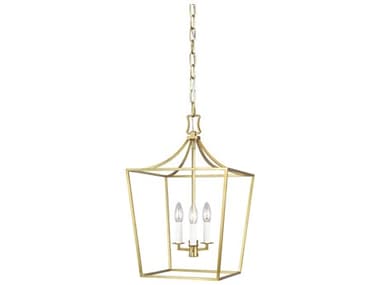 Visual Comfort Studio Southold 13" Wide 3-Light Burnished Brass Lantern Chandelier VCSCC1003BBS