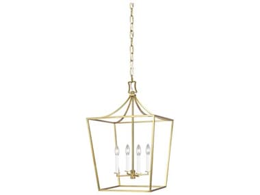 Visual Comfort Studio Southold 18" Wide 4-Light Burnished Brass Lantern Chandelier VCSCC1014BBS