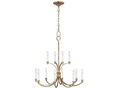 Visual Comfort Studio Westerly 29" Wide 12-Light Antique Gild Gold Traditional Candelabra Tiered Chandelier VCSCC10612ADB