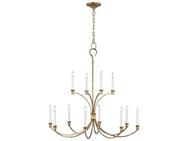 Visual Comfort Studio Westerly 42" Wide 12-Light Antique Gild Gold Traditional Candelabra Tiered Chandelier VCSCC10712ADB