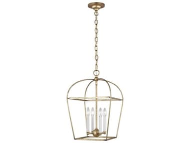 Visual Comfort Studio Stonington 13" Wide 4-Light Antique Gild Gold Lantern Chandelier VCSCC1084ADB