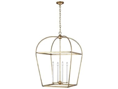 Visual Comfort Studio Stonington 25" Wide 4-Light Antique Gild Gold Lantern Chandelier VCSCC1104ADB