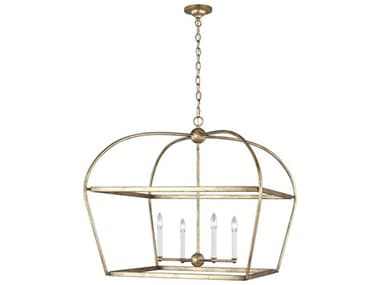 Visual Comfort Studio Stonington 30" Wide 4-Light Antique Gild Gold Lantern Chandelier VCSCC1114ADB