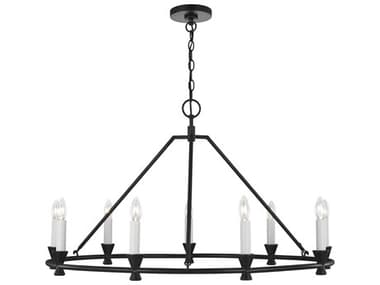 Visual Comfort Studio Keystone 38" Wide 9-Light Aged Iron Black Chandelier VCSCC1179AI