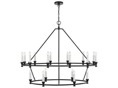 Visual Comfort Studio Keystone 49" Wide 18-Light Aged Iron Black Tiered Chandelier VCSCC11818AI