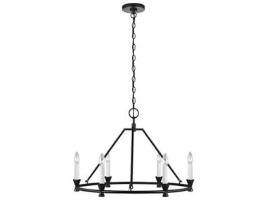 Visual Comfort Studio Keystone 29" Wide 6-Light Aged Iron Black Chandelier VCSCC1196AI