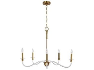 Visual Comfort Studio Hanover 32" Wide 5-Light Burnished Brass Candelabra Chandelier VCSCC1315BBS