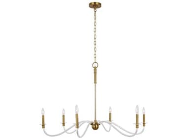 Visual Comfort Studio Hanover 42" Wide 6-Light Burnished Brass Candelabra Chandelier VCSCC1326BBS