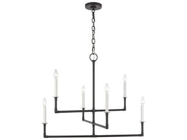 Visual Comfort Studio Bayview 6-Light Aged Iron Black Candelabra Tiered Chandelier VCSCC1346AI