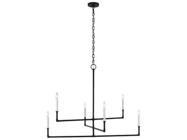 Visual Comfort Studio Bayview 44" Wide 6-Light Aged Iron Black Candelabra Tiered Chandelier VCSCC1356AI