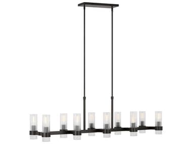 Visual Comfort Studio Geneva 10-Light Aged Iron Black Cylinder Island Pendant VCSCC13810AI