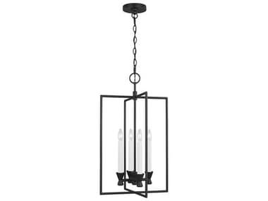 Visual Comfort Studio Keystone 4-Light Aged Iron Black Pendant VCSCC1394AI