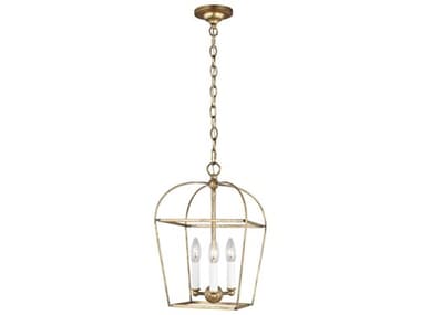 Visual Comfort Studio Stonington 10" 3-Light Antique Gild Gold Lantern Mini Pendant VCSCC1423ADB