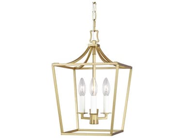 Visual Comfort Studio Southold 10" Wide 3-Light Burnished Brass Lantern Chandelier VCSCC1433BBS