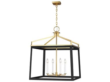 Visual Comfort Studio Carlow 24" Wide 4-Light Midnight Black Lantern Chandelier VCSCC1544MBKBBS