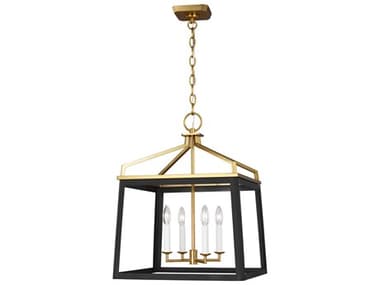 Visual Comfort Studio Carlow 18" Wide 4-Light Midnight Black Lantern Chandelier VCSCC1554MBKBBS