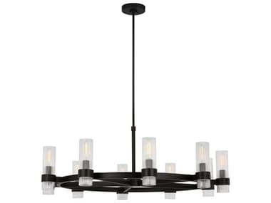 Visual Comfort Studio Geneva 42" Wide 8-Light Aged Iron Black Cylinder Chandelier VCSCC16810AI