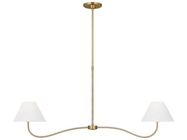 Visual Comfort Studio Laguna 2-Light Burnished Brass Empire Linear Island Pendant VCSCC1712BBS