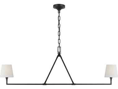 Visual Comfort Studio Perth 2-Light Aged Iron Black Linear Island Pendant VCSCC1732AI