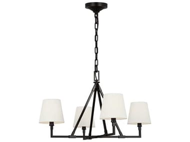 Visual Comfort Studio Perth 4-Light Aged Iron Black Chandelier VCSCC1744AI