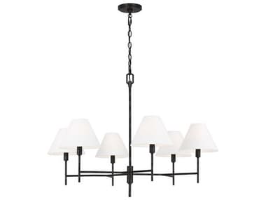 Visual Comfort Studio Ridgewood 6-Light Aged Iron Black Candelabra Chandelier VCSCC1776AI