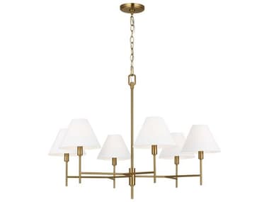 Visual Comfort Studio Ridgewood 6-Light Burnished Brass Candelabra Chandelier VCSCC1776BBS