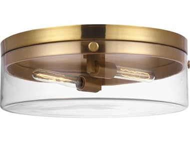 Visual Comfort Studio Garrett 18" 2-Light Burnished Brass Drum Flush Mount VCSCF1032BBS