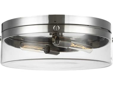 Visual Comfort Studio Garrett 18" 2-Light Polished Nickel Drum Flush Mount VCSCF1032PN