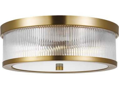 Visual Comfort Studio Geneva 14" 2-Light Burnished Brass Drum Flush Mount VCSCF1052BBS