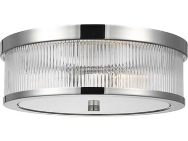 Visual Comfort Studio Geneva 14" 2-Light Polished Nickel Drum Flush Mount VCSCF1052PN