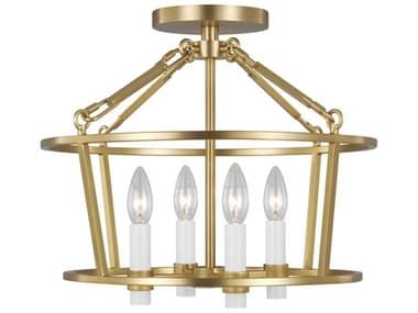 Visual Comfort Studio Marston 4-Light Burnished Brass Semi Flush Mount VCSCF1064BBS