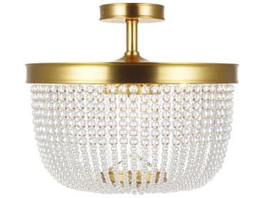 Visual Comfort Studio Summerhill 16" 6-Light Burnished Brass Semi Flush Mount VCSCF1076BBS