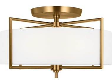 Visual Comfort Studio Perno 20" 3-Light Burnished Brass Drum Semi Flush Mount VCSCF1113BBS