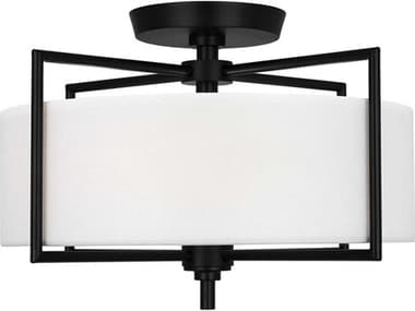 Visual Comfort Studio Perno 15" 2-Light Aged Iron Black Drum Semi Flush Mount VCSCF1122AI