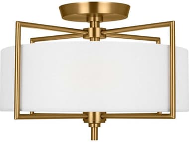 Visual Comfort Studio Perno 15" 2-Light Burnished Brass Drum Semi Flush Mount VCSCF1122BBS