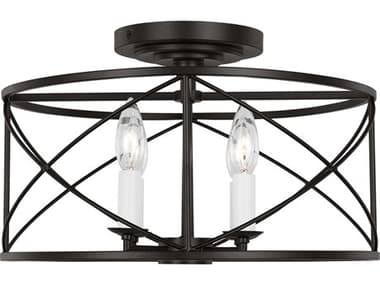 Visual Comfort Studio Beatrix 15" 4-Light Aged Iron Black Semi Flush Mount VCSCF1134AI