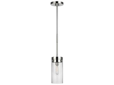 Visual Comfort Studio Garrett 6" 1-Light Polished Nickel Cylinder Mini Pendant VCSCP1001PN