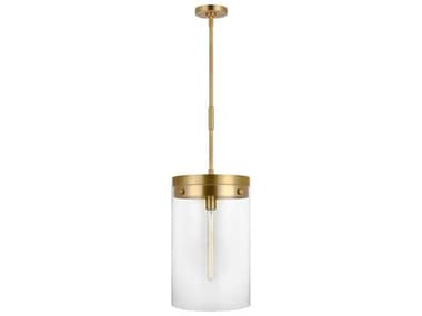 Visual Comfort Studio Garrett 12" 1-Light Burnished Brass Cylinder Mini Pendant VCSCP1011BBS