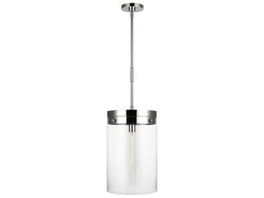 Visual Comfort Studio Garrett 12" 1-Light Polished Nickel Cylinder Mini Pendant VCSCP1011PN