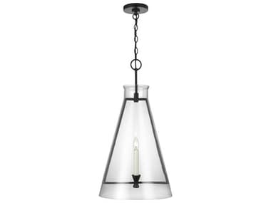 Visual Comfort Studio Keystone 16" 1-Light Aged Iron Black Pendant VCSCP1091AI