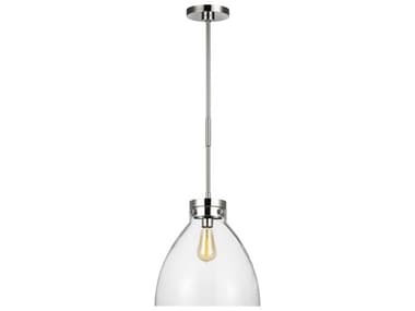 Visual Comfort Studio Garrett 14" 1-Light Polished Nickel Dome Pendant VCSCP1121PN